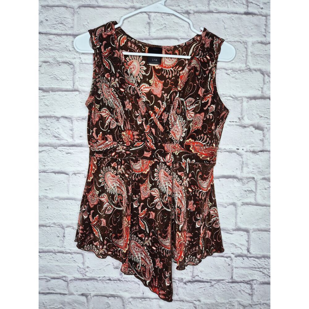 Vtg Y2K JTB Paisley Micro Pleat Top S Asymmetrical Hem Whimsigoth Fairycore